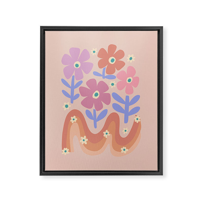 70s Retro Floral vibe Framed Canvas Print Gallery Image 6