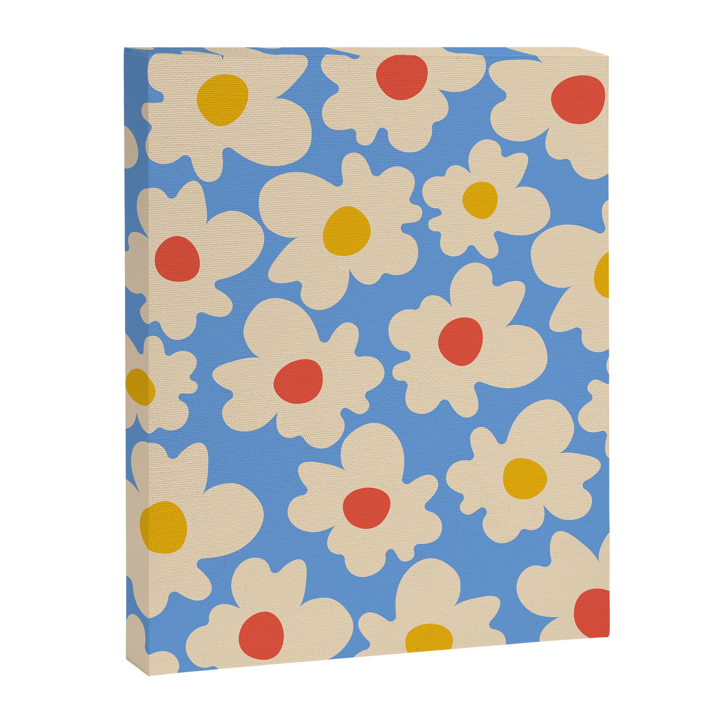 Abstract Flower Shape - Blue, Yellow and Red Canvas Print Gallery Image 6