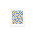 Abstract Flower Shape - Blue, Yellow and Red Art Print Gallery Image 1