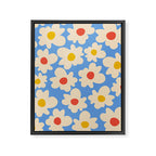 Abstract Flower Shape - Blue, Yellow and Red Framed Canvas Print Gallery Image 6