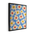 Abstract Flower Shape - Blue, Yellow and Red Framed Canvas Print Gallery Image 2