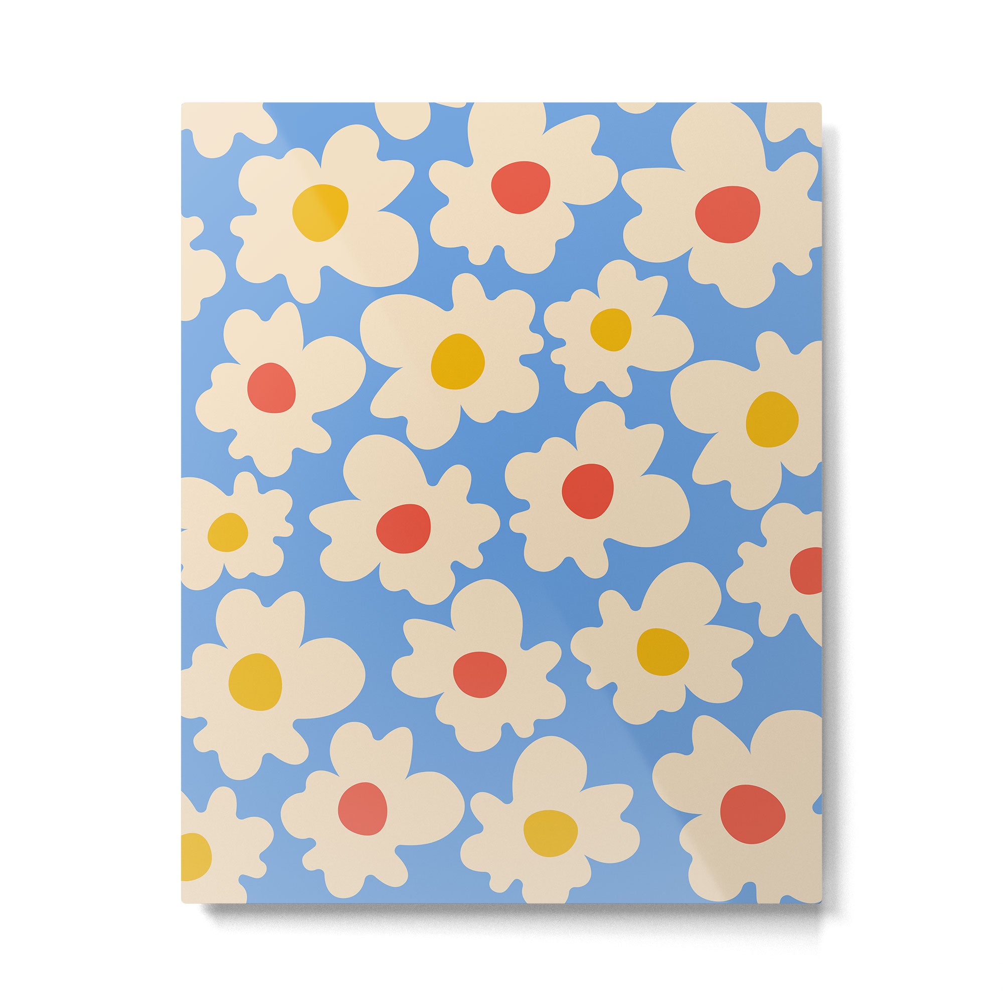 Abstract Flower Shape - Blue, Yellow and Red Metal Print Gallery Image 4