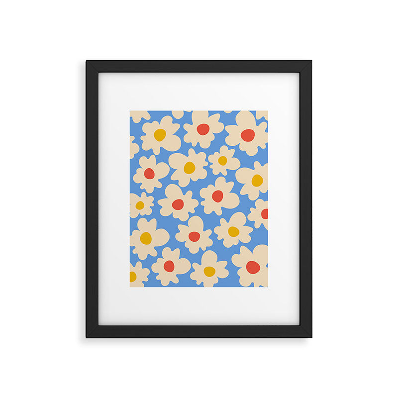 Abstract Flower Shape - Blue, Yellow and Red Framed Art Print Gallery Image 5