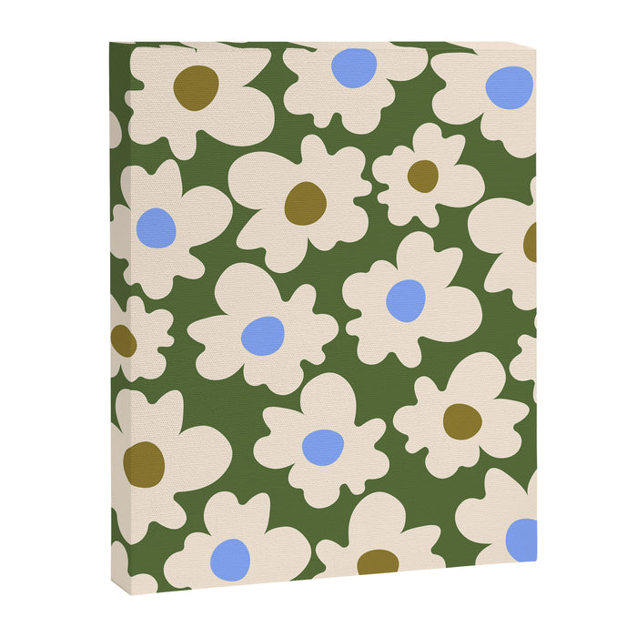 Abstract Flower Shape - Green and Blue Canvas Print Gallery Image 1