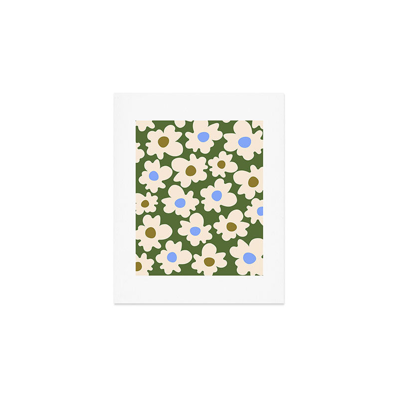 Abstract Flower Shape - Green and Blue Art Print Gallery Image 1
