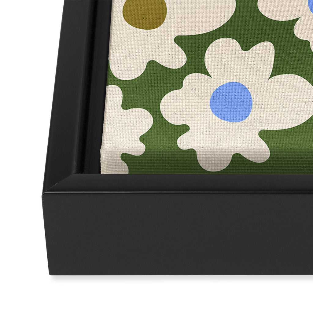 Abstract Flower Shape - Green and Blue Framed Canvas Print Gallery Image 3