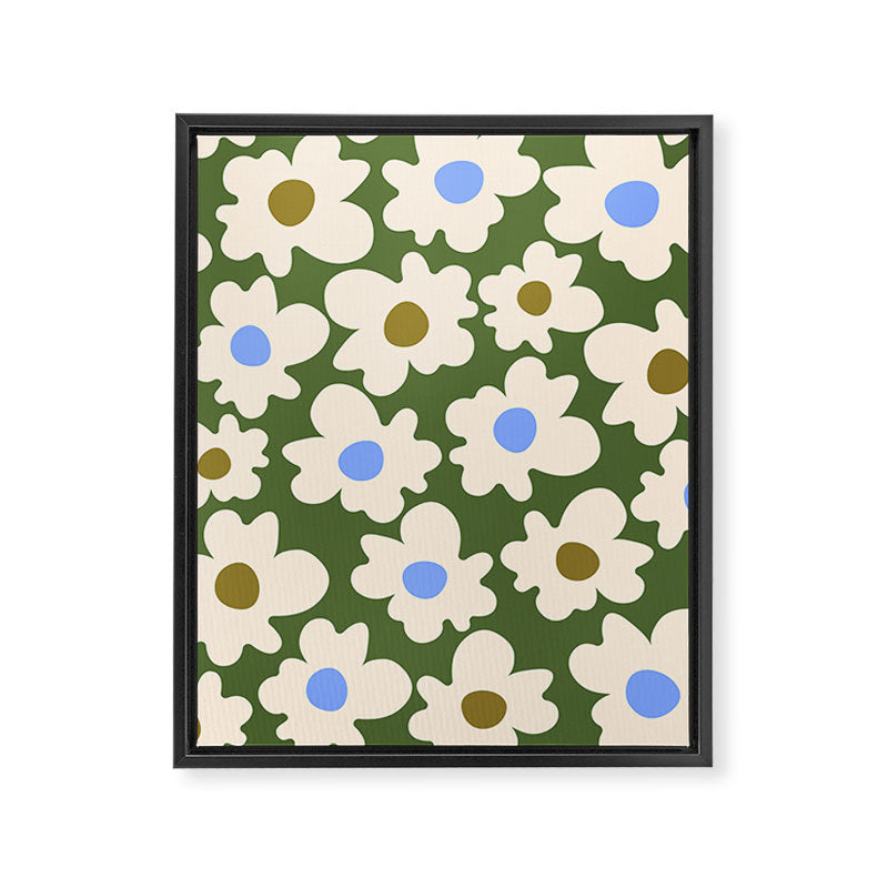 Abstract Flower Shape - Green and Blue Framed Canvas Print Gallery Image 6