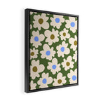 Abstract Flower Shape - Green and Blue Framed Canvas Print Gallery Image 2