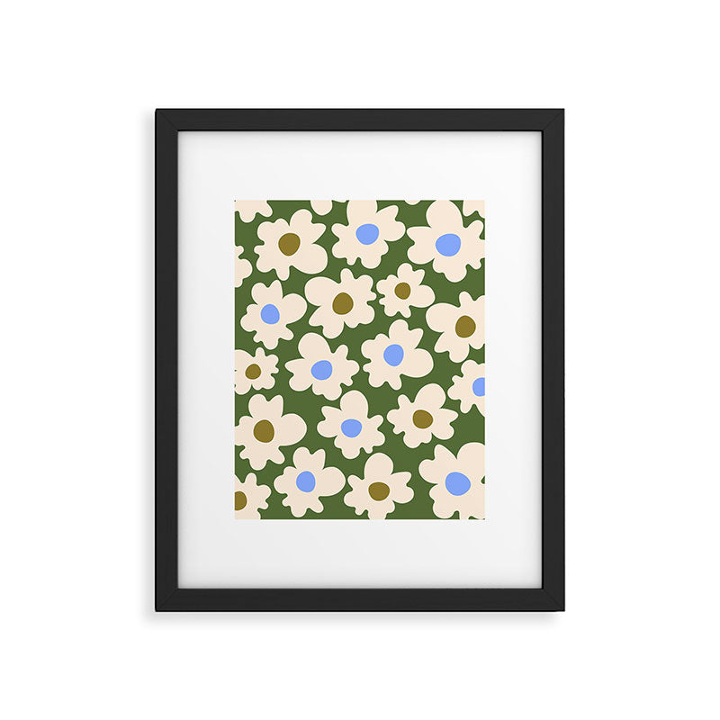 Abstract Flower Shape - Green and Blue Framed Art Print Gallery Image 5