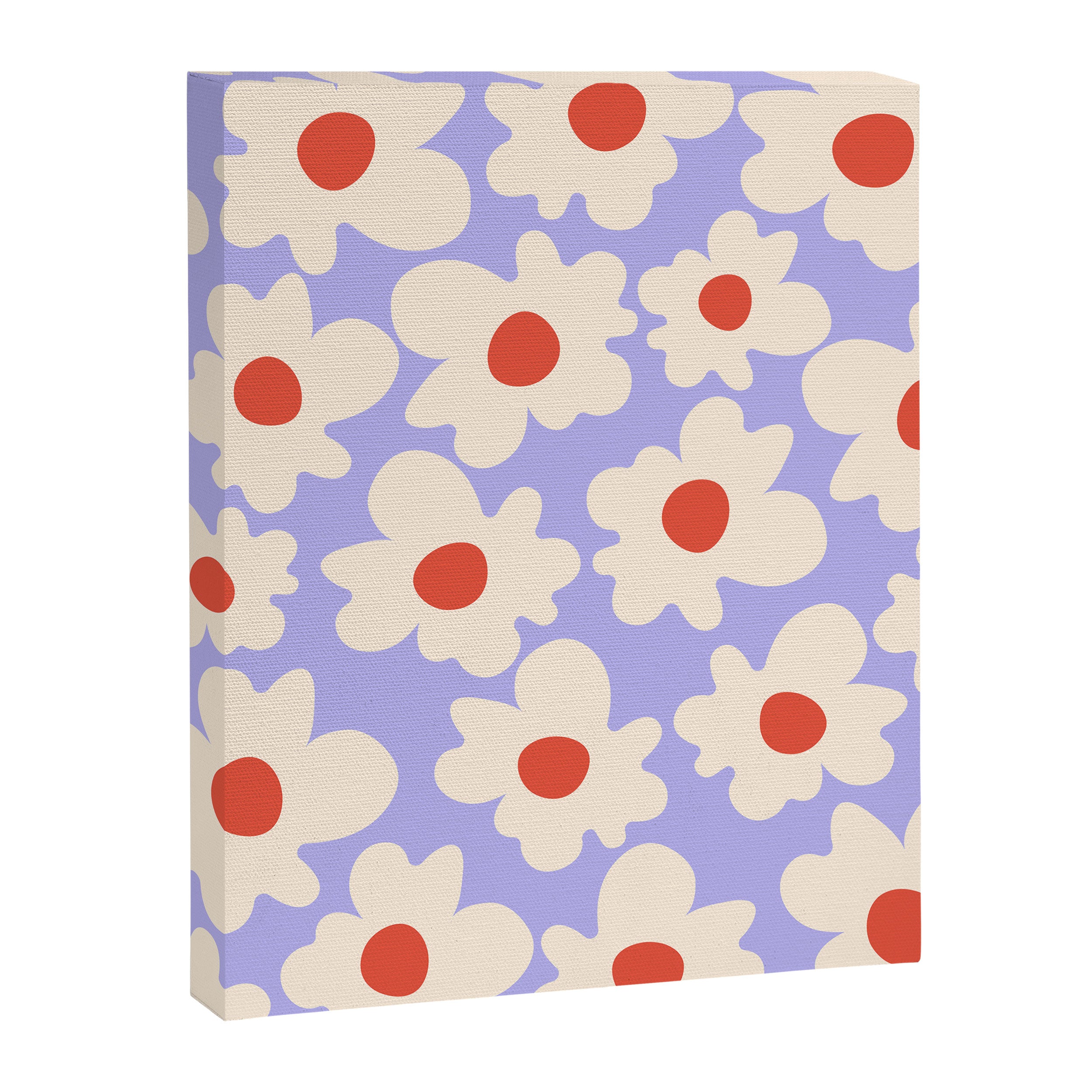 Abstract Flower Shape - Lilac, Cream and Red Canvas Print Gallery Image 6