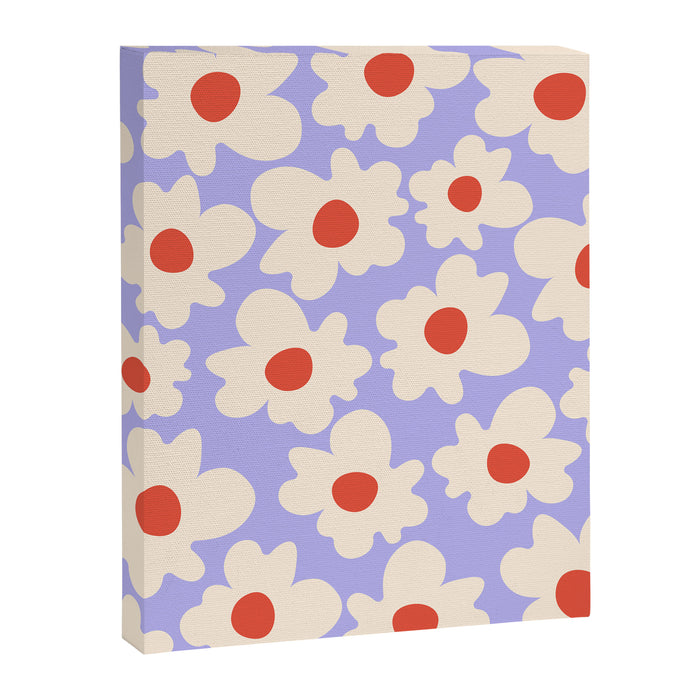 Abstract Flower Shape - Lilac, Cream and Red Canvas Print Gallery Image 1