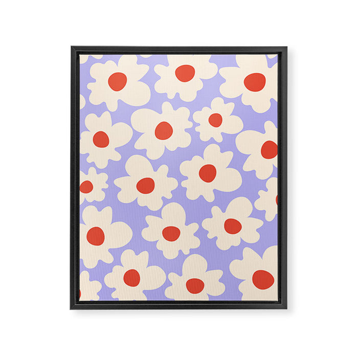 Abstract Flower Shape - Lilac, Cream and Red Framed Canvas Print Gallery Image 1