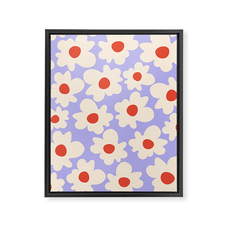 Abstract Flower Shape - Lilac, Cream and Red Framed Canvas Print Gallery Image 6