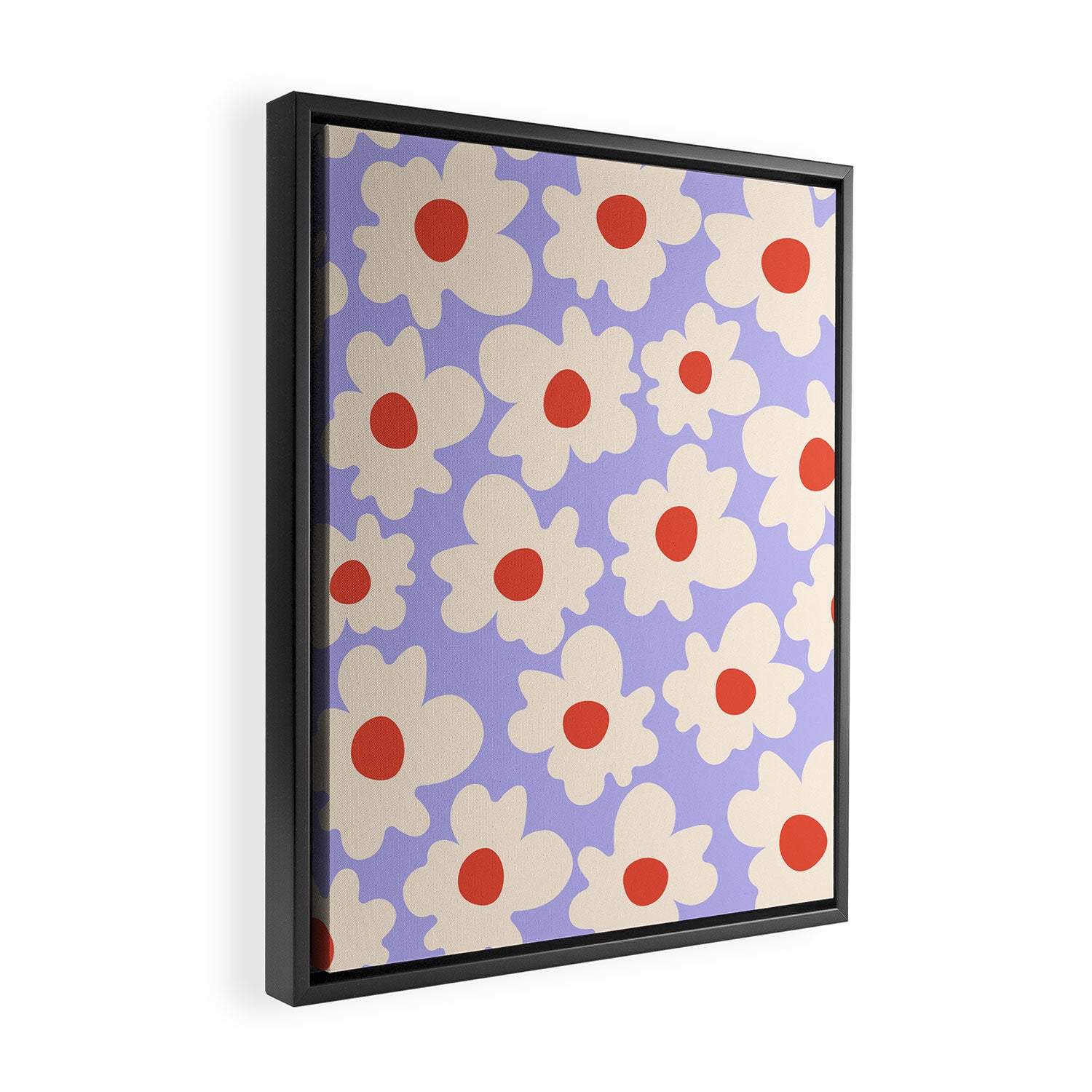 Abstract Flower Shape - Lilac, Cream and Red Framed Canvas Print Gallery Image 2