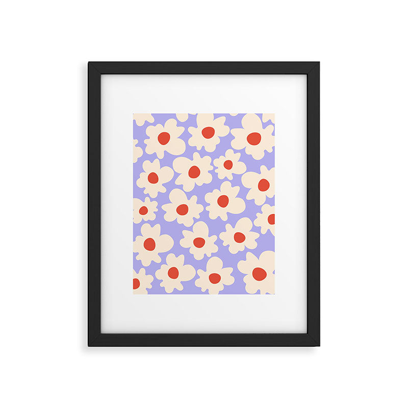 Abstract Flower Shape - Lilac, Cream and Red Framed Art Print Gallery Image 5