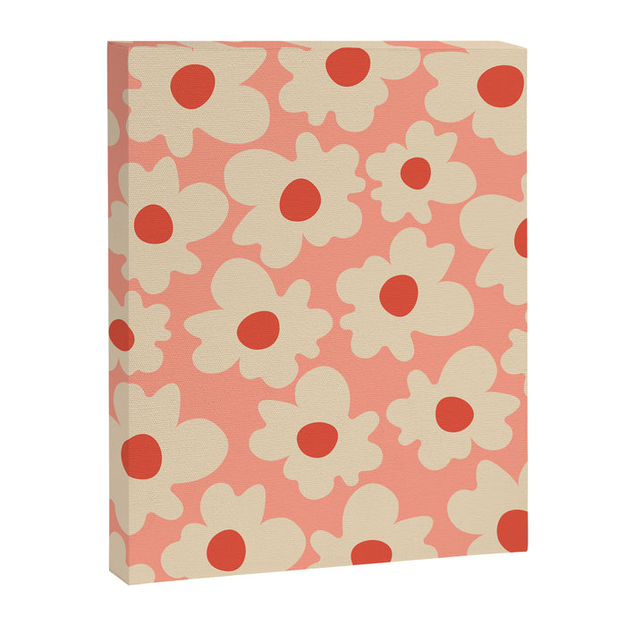 Abstract Flower Shape - Peach, Red and Cream Canvas Print Gallery Image 1
