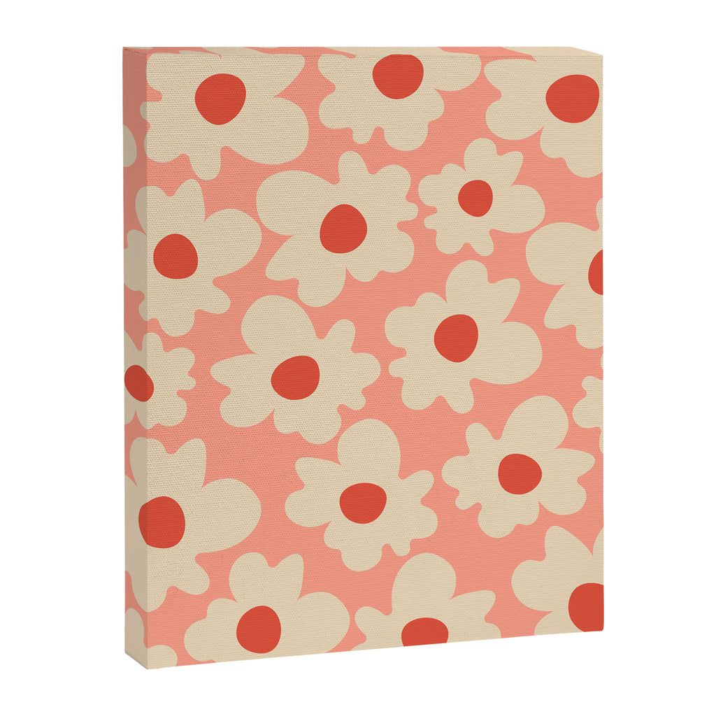 Abstract Flower Shape - Peach, Red and Cream Canvas Print Gallery Image 6