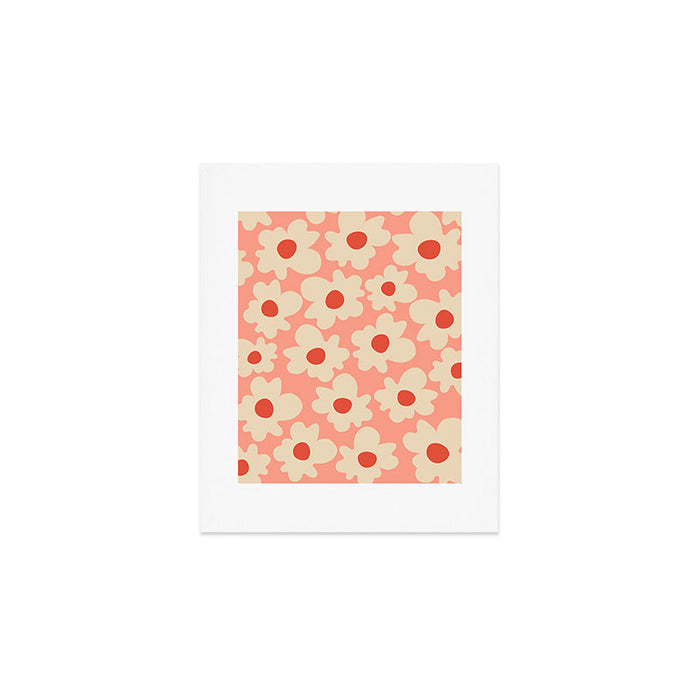 Abstract Flower Shape - Peach, Red and Cream Art Print Gallery Image 1