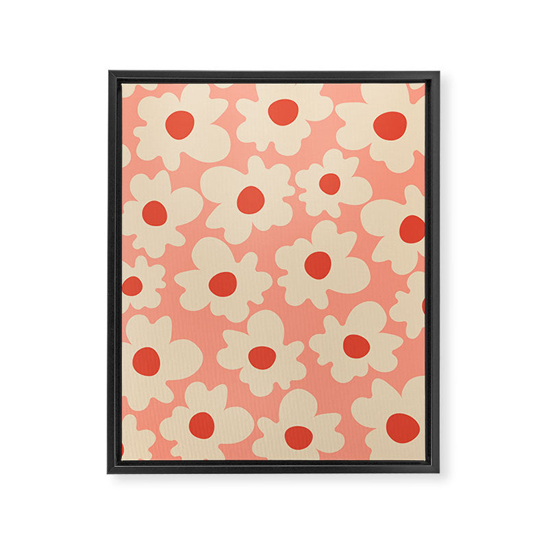 Abstract Flower Shape - Peach, Red and Cream Framed Canvas Print Gallery Image 6