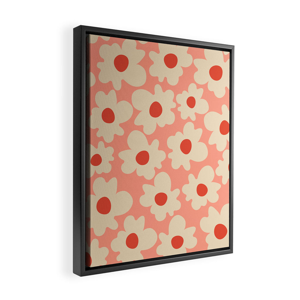 Abstract Flower Shape - Peach, Red and Cream Framed Canvas Print Gallery Image 2