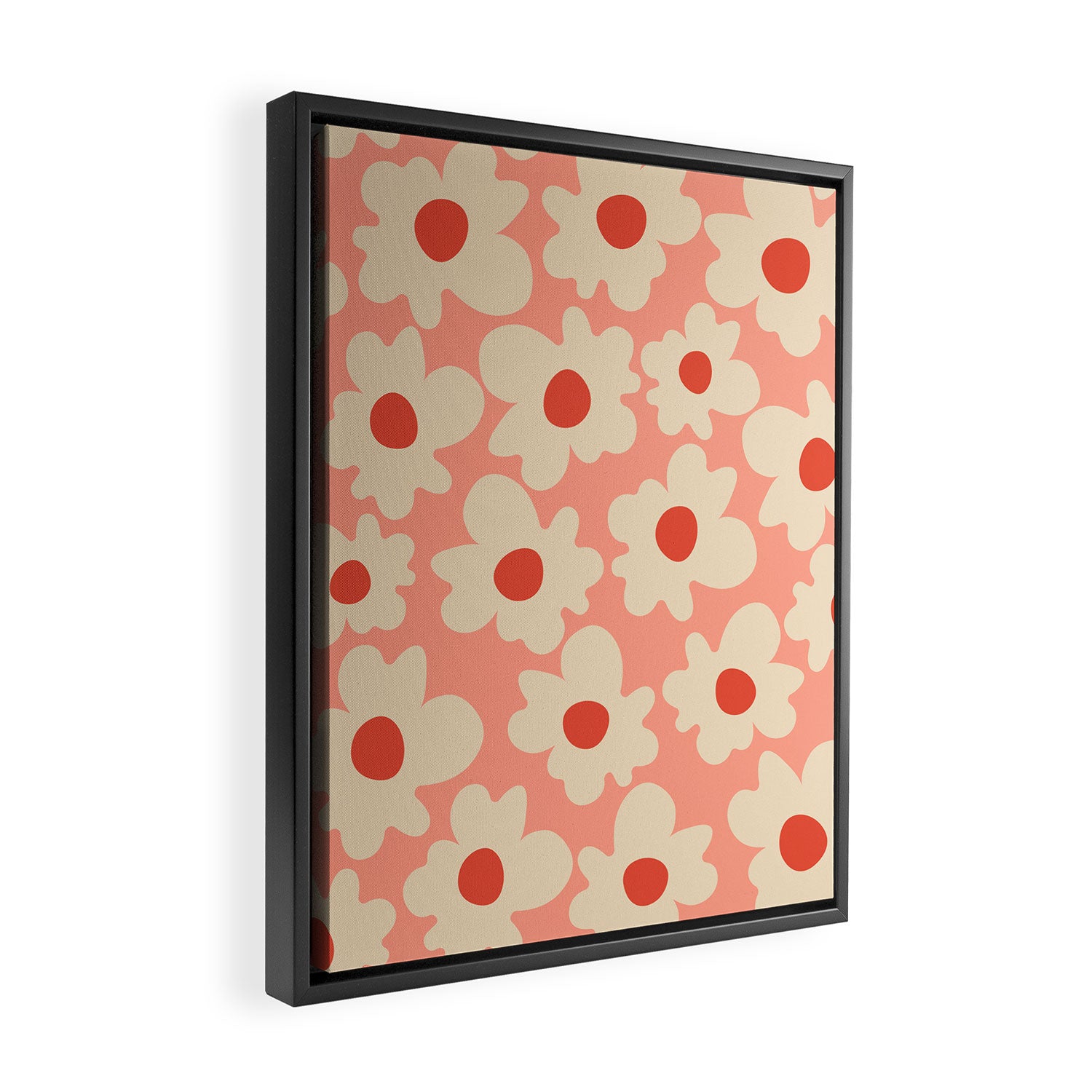 Abstract Flower Shape - Peach, Red and Cream Framed Canvas Print Gallery Image 2