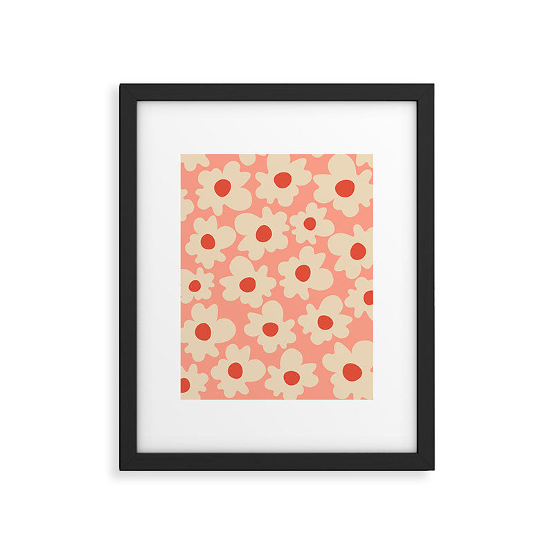 Abstract Flower Shape - Peach, Red and Cream Framed Art Print Gallery Image 5