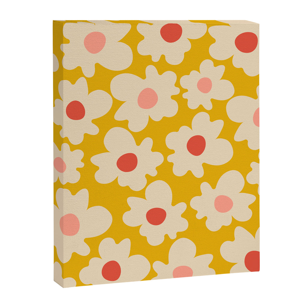 Abstract Flower Shape - Yellow, Red and Peach  Canvas Print Gallery Image 6