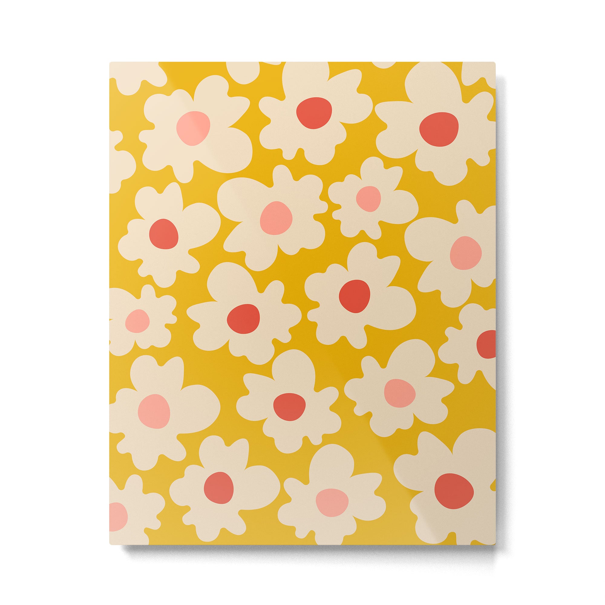 Abstract Flower Shape - Yellow, Red and Peach  Metal Print Gallery Image 4