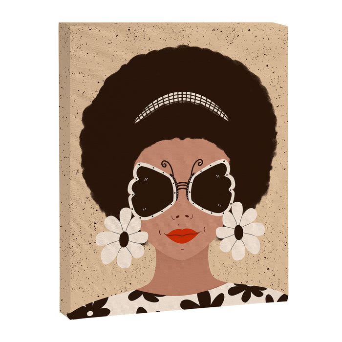 Afro Woman Portrait - Retro vibes  Canvas Print Gallery Image 1