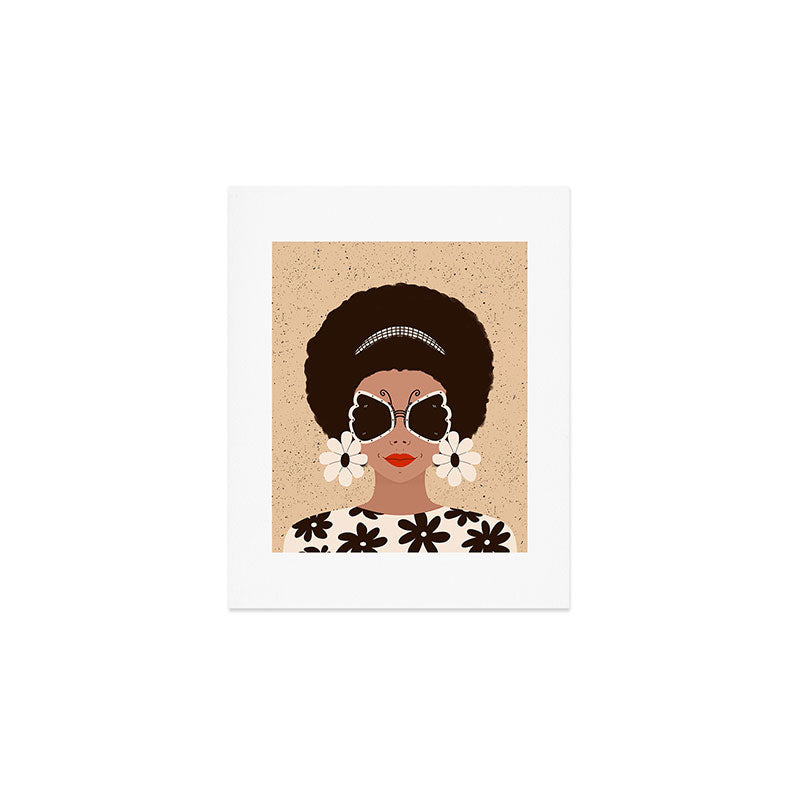 Afro Woman Portrait - Retro vibes  Art Print Gallery Image 1
