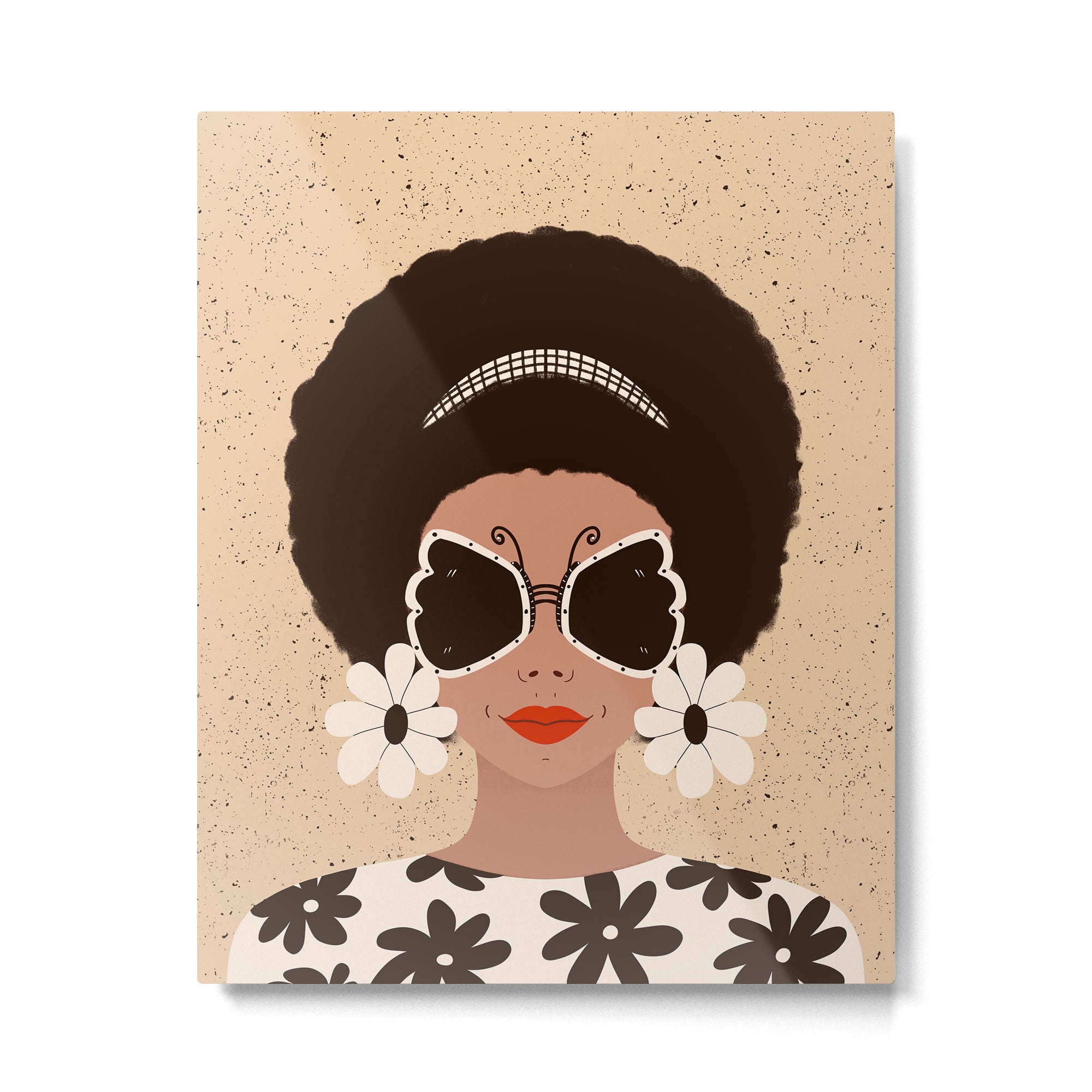 Afro Woman Portrait - Retro vibes  Metal Print Gallery Image 6