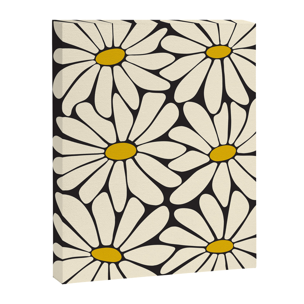 Big Daisy - Groovy Flower - Black, White and Yellow Canvas Print Gallery Image 8