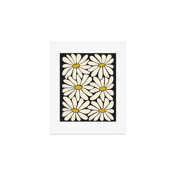 Big Daisy - Groovy Flower - Black, White and Yellow Art Print Gallery Image 1