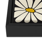 Big Daisy - Groovy Flower - Black, White and Yellow Framed Canvas Print Gallery Image 3