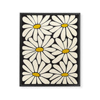 Big Daisy - Groovy Flower - Black, White and Yellow Framed Canvas Print Gallery Image 8