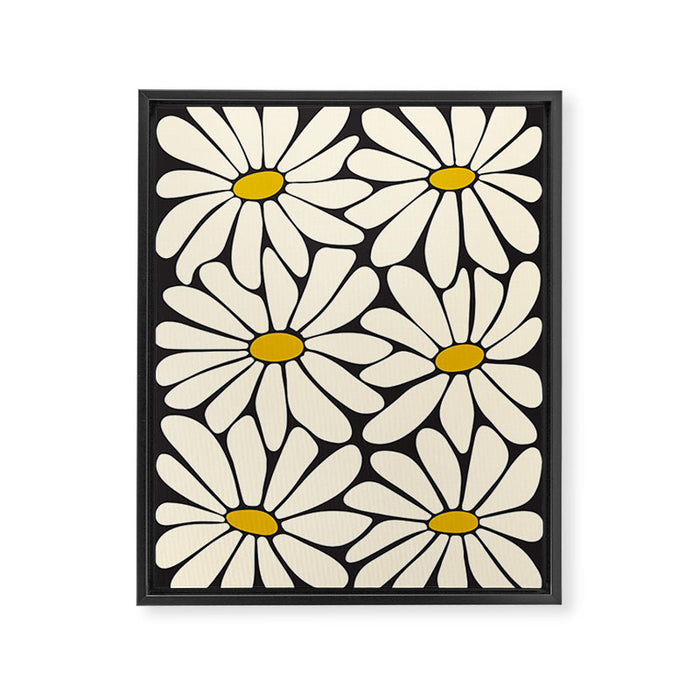 Big Daisy - Groovy Flower - Black, White and Yellow Framed Canvas Print Gallery Image 1