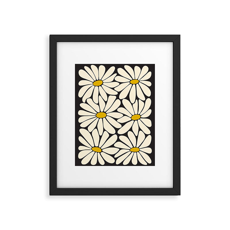 Big Daisy - Groovy Flower - Black, White and Yellow Framed Art Print Gallery Image 6