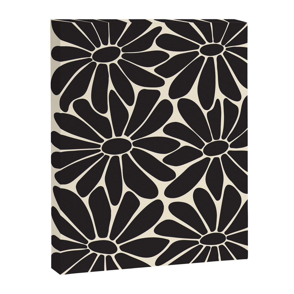Big Daisy - Groovy Flower - Black & White Canvas Print Gallery Image 8