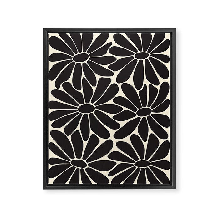 Big Daisy - Groovy Flower - Black & White Framed Canvas Print Gallery Image 1