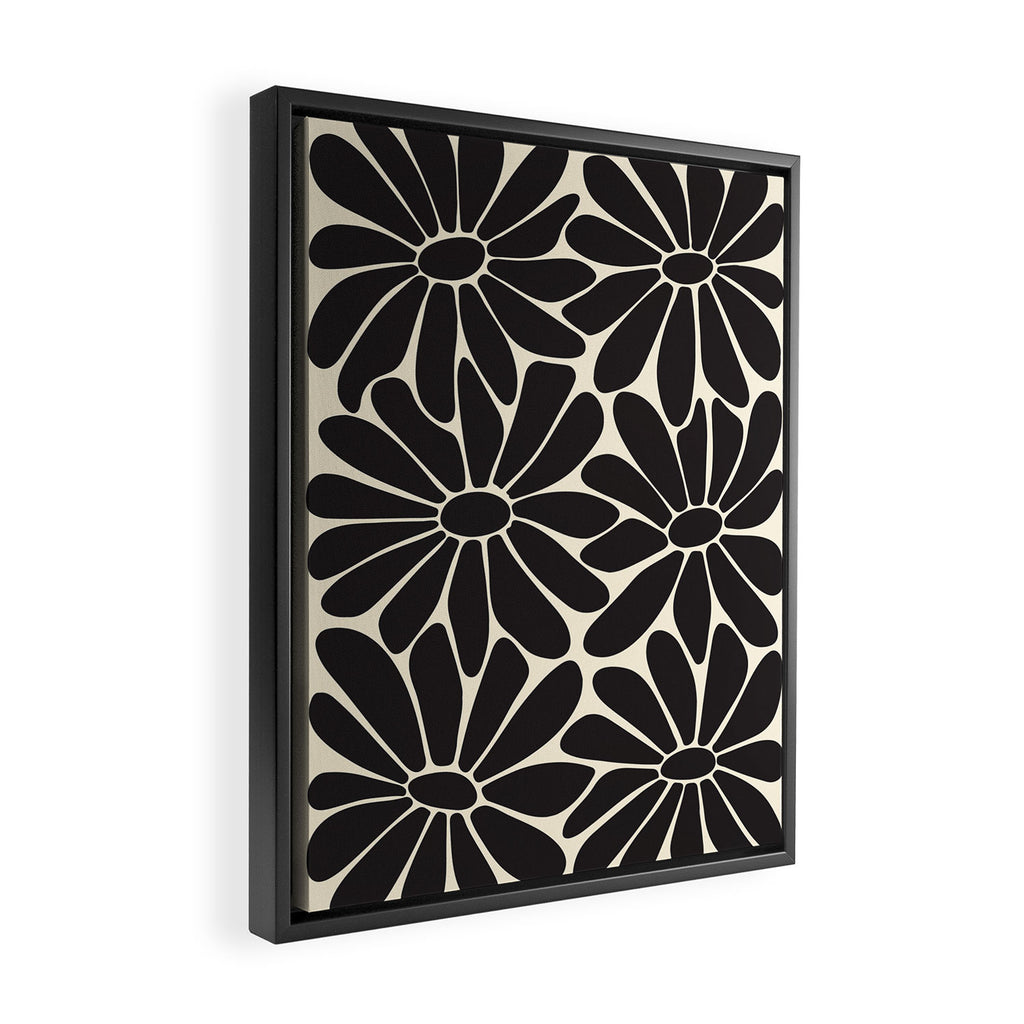 Big Daisy - Groovy Flower - Black & White Framed Canvas Print Gallery Image 2