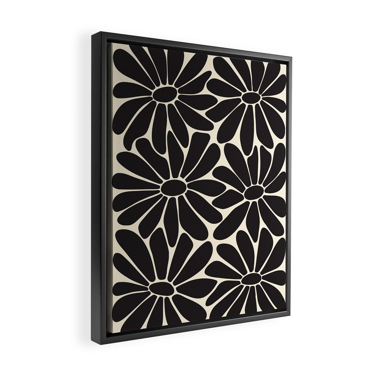 Big Daisy - Groovy Flower - Black & White Framed Canvas Print Gallery Image 2