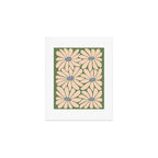 Big Daisy - Groovy Flower Green, Off-white and Blue Art Print Gallery Image 1