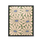 Big Daisy - Groovy Flower Green, Off-white and Blue Framed Canvas Print Gallery Image 8
