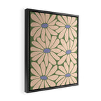 Big Daisy - Groovy Flower Green, Off-white and Blue Framed Canvas Print Gallery Image 2