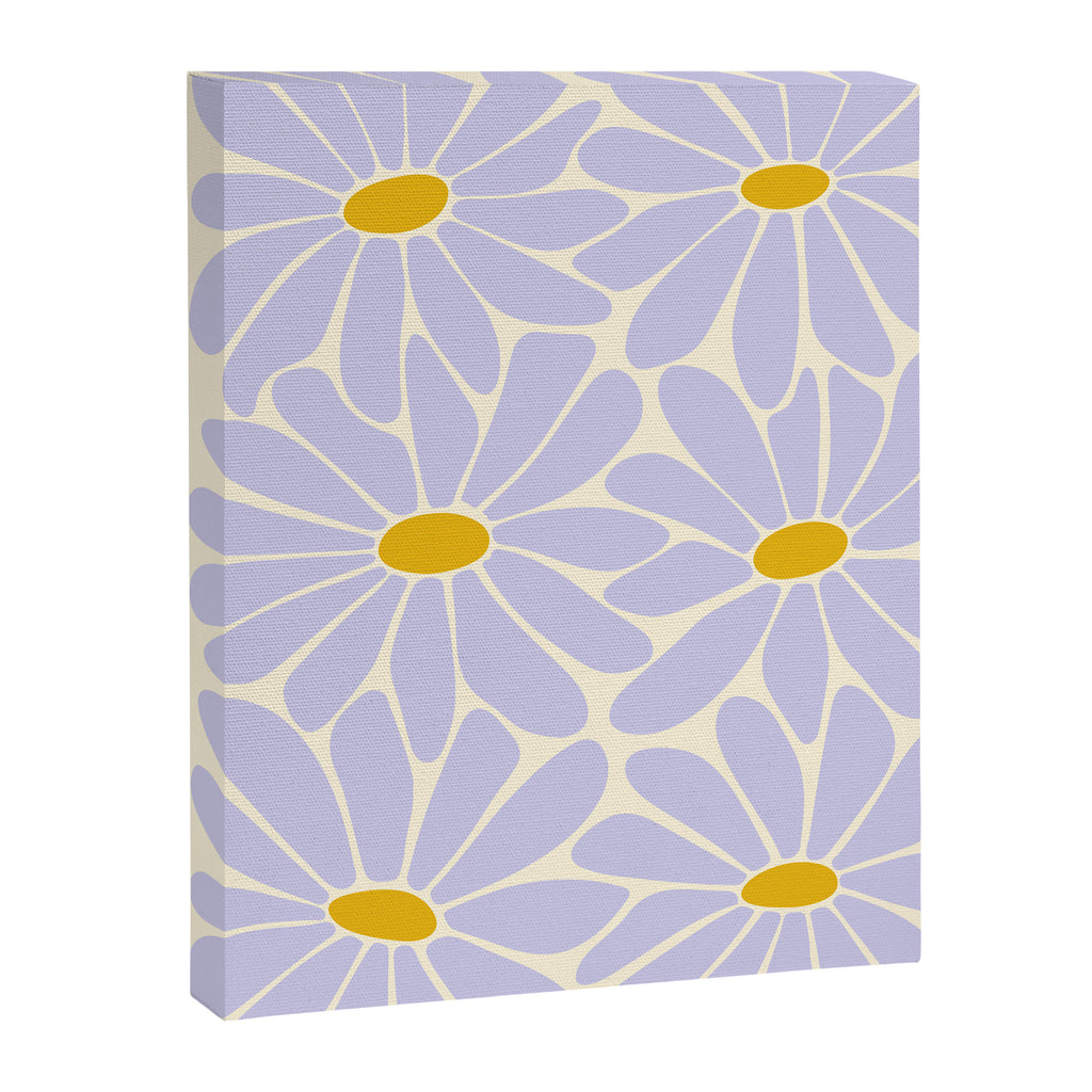 Big Daisy - Groovy Flower - Lilac and Yellow Canvas Print Gallery Image 8