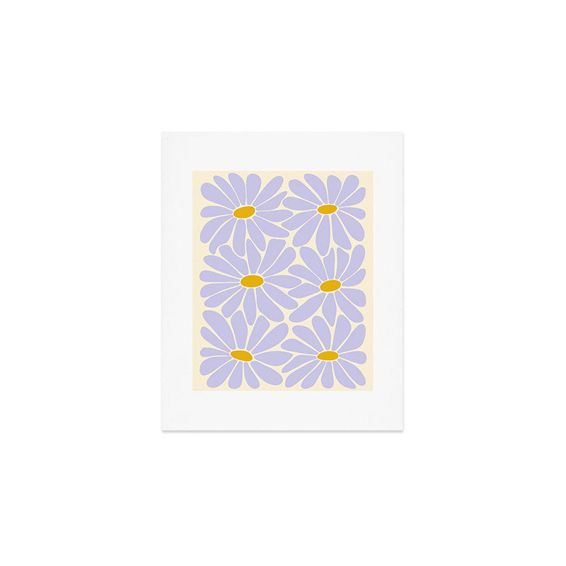 Big Daisy - Groovy Flower - Lilac and Yellow Art Print Gallery Image 1