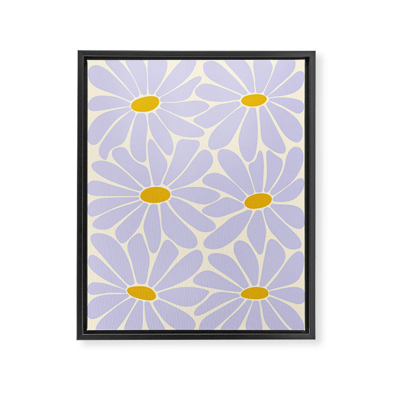 Big Daisy - Groovy Flower - Lilac and Yellow Framed Canvas Print Gallery Image 8
