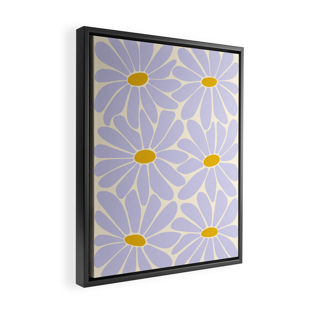 Big Daisy - Groovy Flower - Lilac and Yellow Framed Canvas Print Gallery Image 2