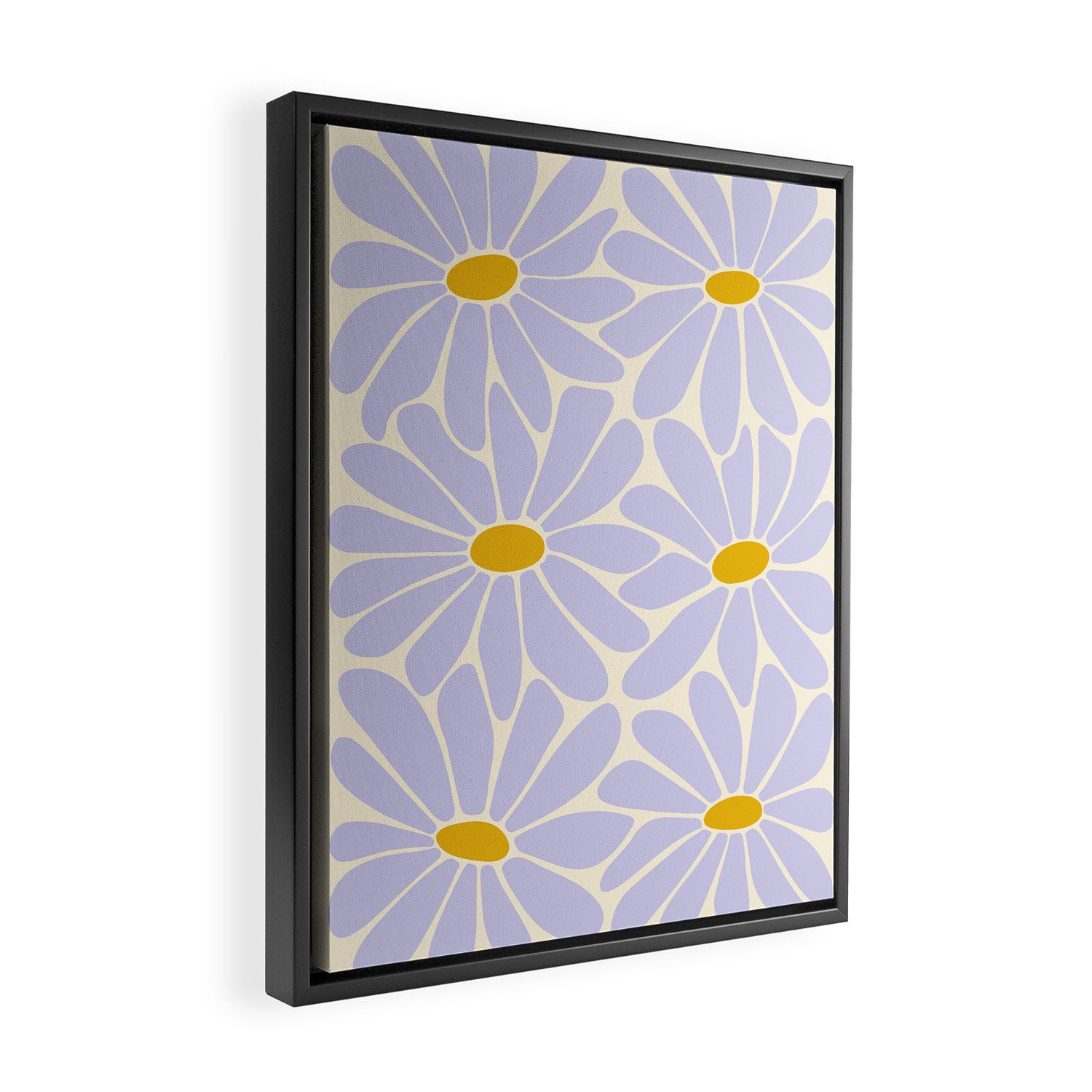 Big Daisy - Groovy Flower - Lilac and Yellow Framed Canvas Print Gallery Image 2