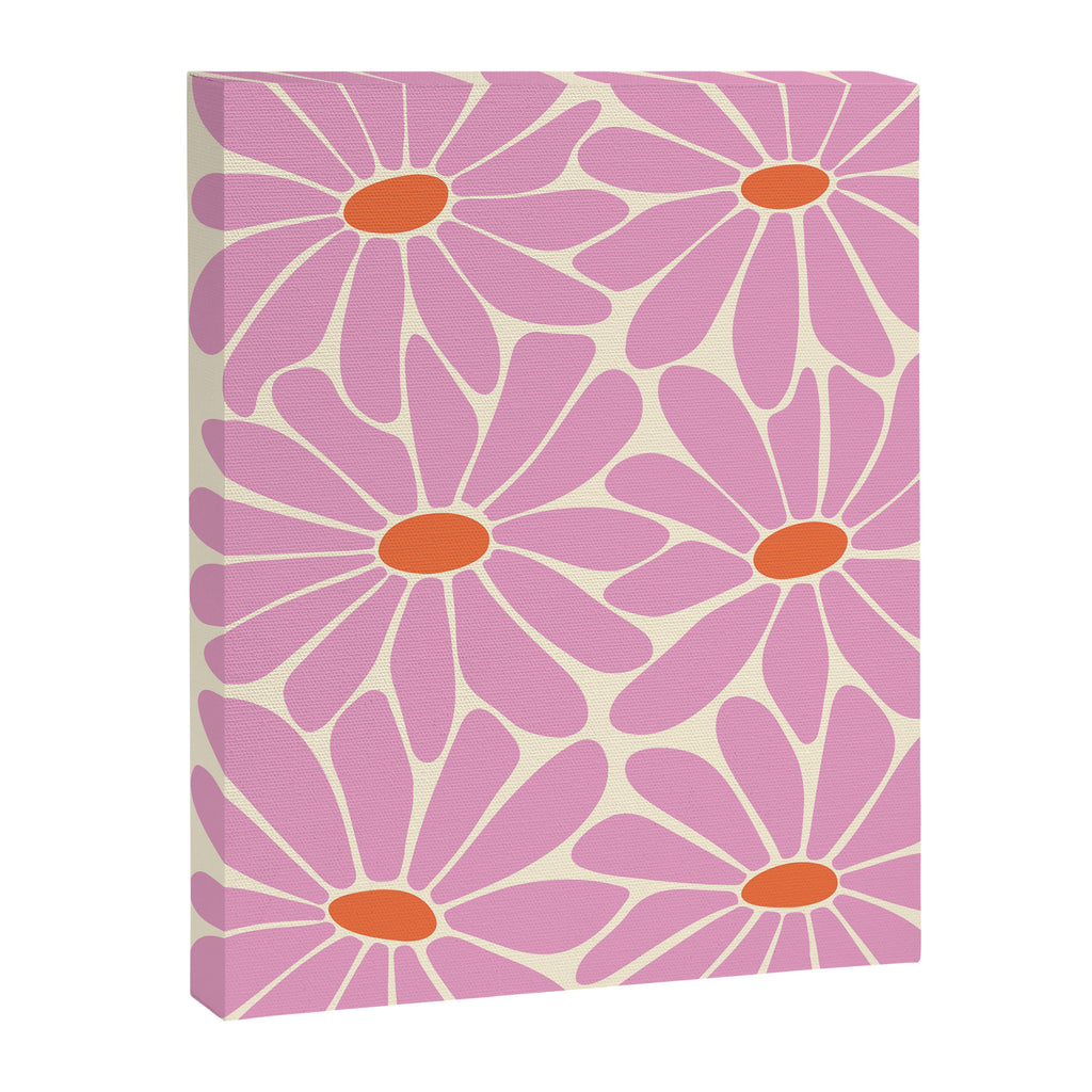 Big Daisy - Groovy Flower - Pink and Orange Canvas Print Gallery Image 8